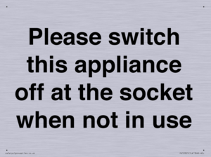 Please switch this appliance off at the socket when not in use
